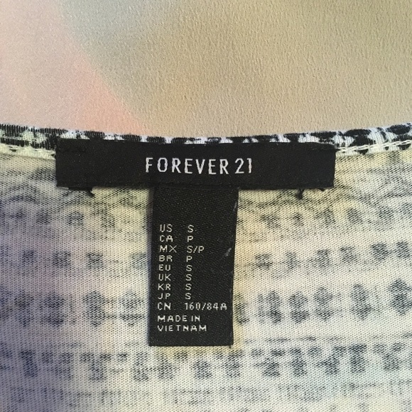 Forever 21 Top Blouse Basic 3/4 Length Sleeve Stripe White Tee Women Small - Picture 5 of 5